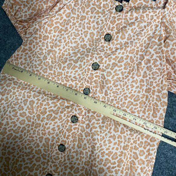 J. Crew Midi Cottage Dress XXS Leopard Print Puff Short Sleeve Button Up A-Line - Picture 8 of 12